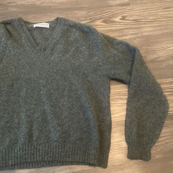 ANTARTEX Men’s Wool V-Neck Sweater Green/Grey Vintage Classic Size XL - Picture 5 of 13